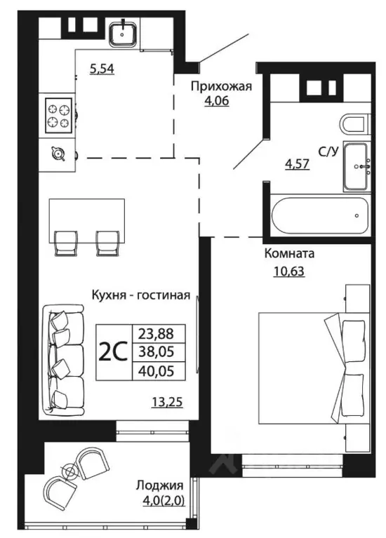 1-к кв. Ростовская область, Ростов-на-Дону ул. Текучева, 370/2 (39.95 ... - Фото 0