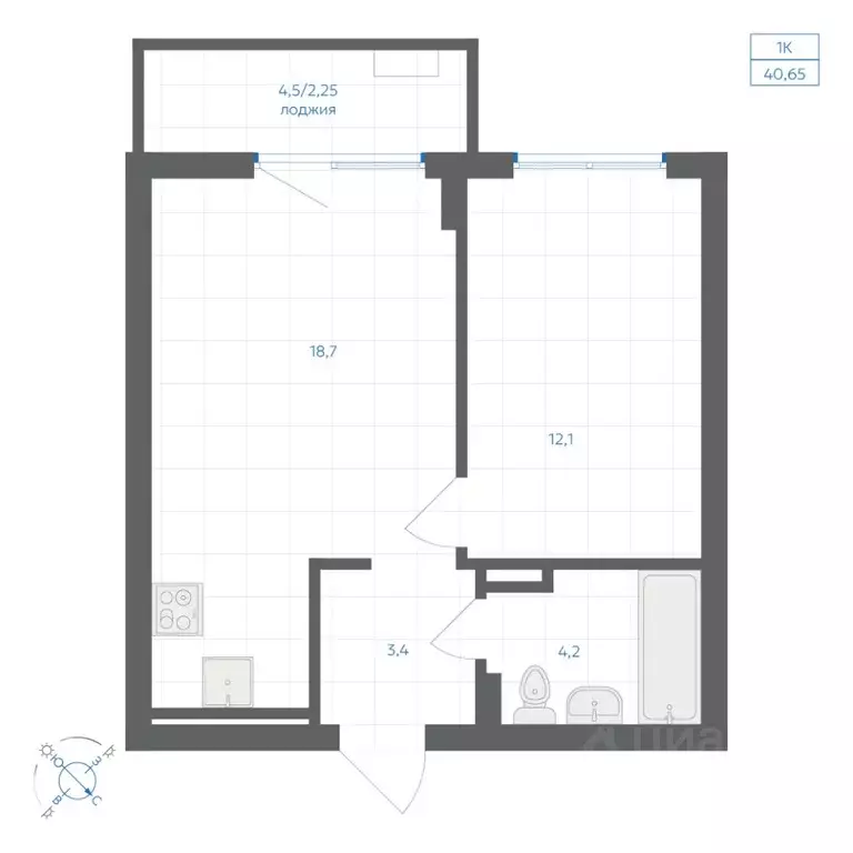 1-к кв. Челябинская область, Челябинск Клевер жилой комплекс (40.65 м) - Фото 1