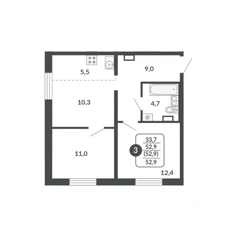 2-к кв. Кировская область, Киров Московская ул., 209 (52.9 м) - Фото 0