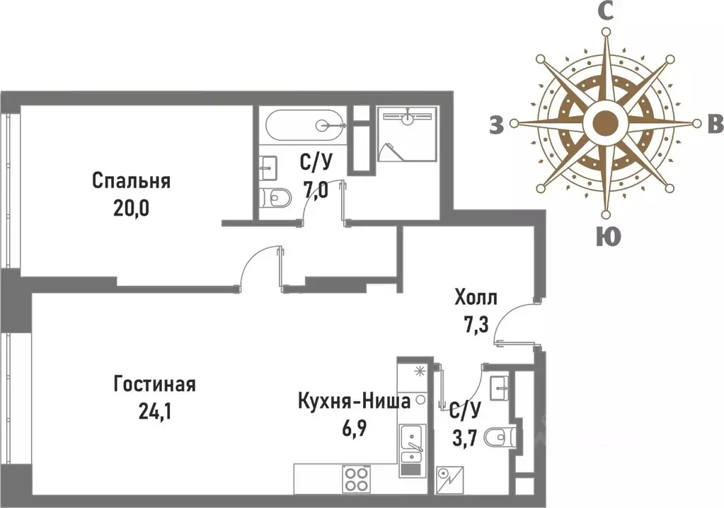2-к кв. Москва Рубцовско-Дворцовая ул., 4 (69.1 м) - Фото 0