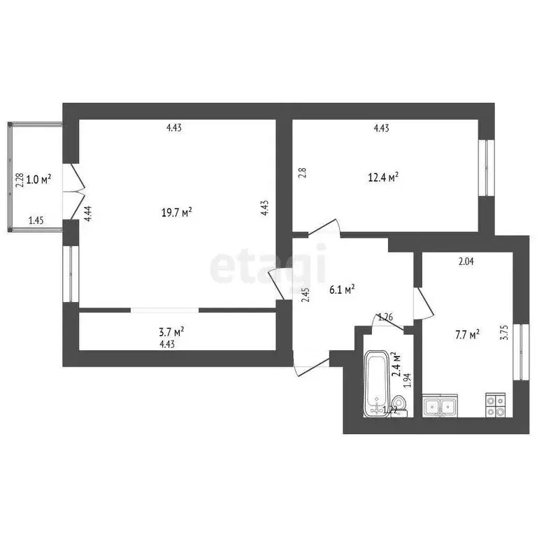 2-комнатная квартира: Стерлитамак, улица Мира, 59 (52 м) - Фото 1