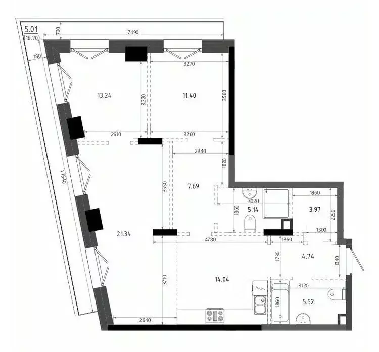 2-к кв. Татарстан, Казань Яналиф жилой комплекс (92.09 м) - Фото 1