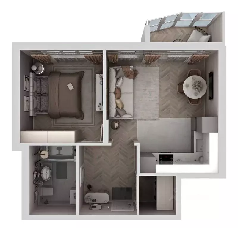 1-к кв. Ханты-Мансийский АО, Ханты-Мансийск ул. Доронина, 7 (45.28 м) - Фото 2