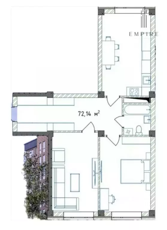 2-к кв. Чеченская республика, Грозный ул. Сайханова, 226Б (72.14 м) - Фото 0