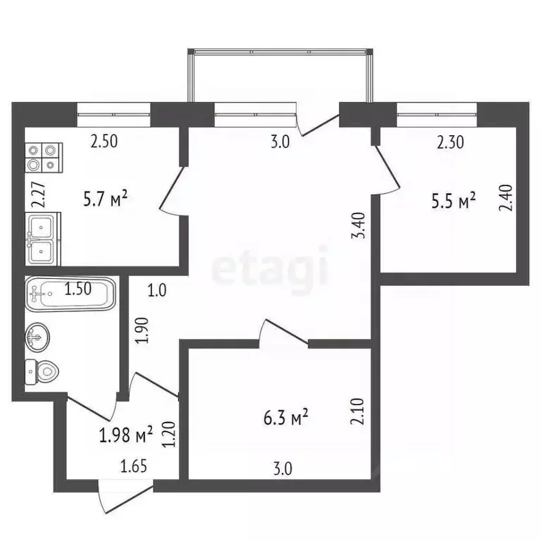 1-к кв. Московская область, Балашиха Советская ул., 2А (34.2 м) - Фото 1