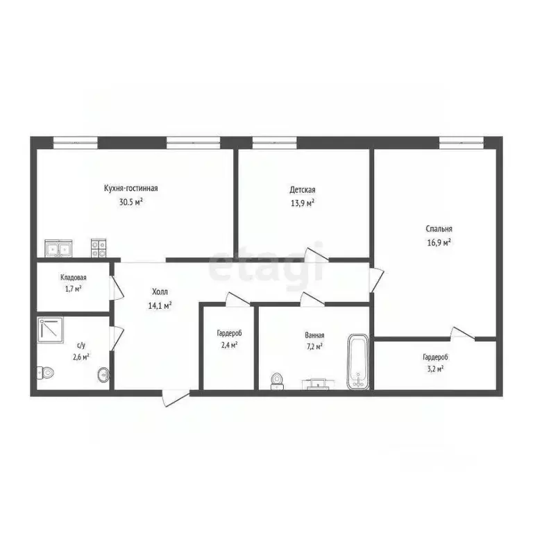 2-к кв. Тюменская область, Тюмень ул. Республики, 204к3 (92.8 м) - Фото 1