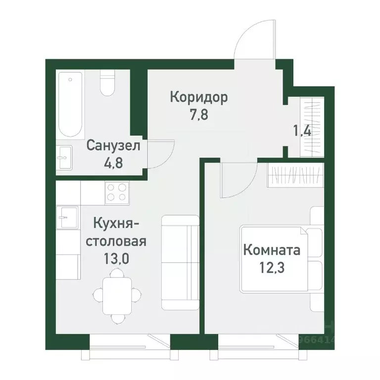 1-к кв. Челябинская область, Челябинский городской округ, пос. ... - Фото 0