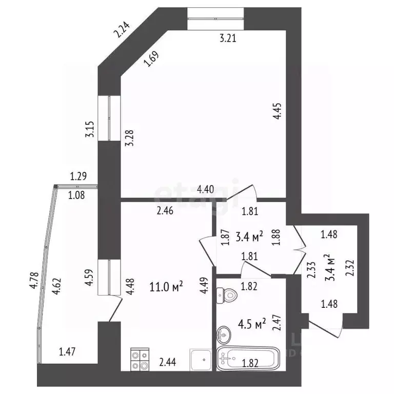 1-к кв. Мордовия, Саранск ул. Короленко, 12 (41.2 м) - Фото 2