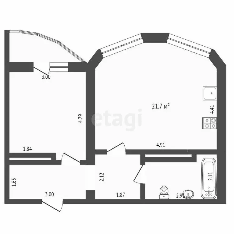 1-комнатная квартира: Тюмень, улица Циолковского, 20А (49.3 м) - Фото 0