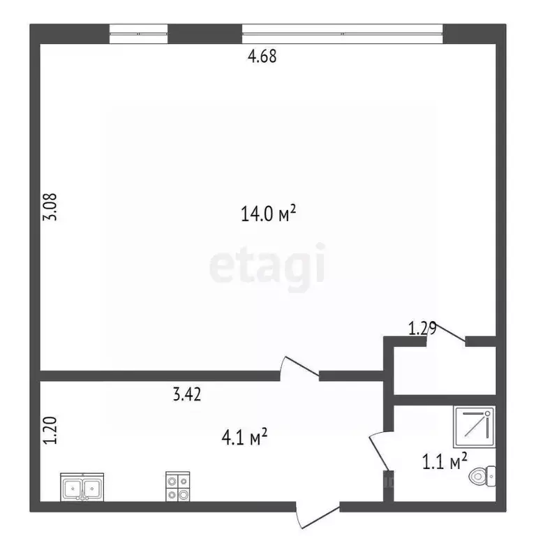 Студия Архангельская область, Коряжма ул. Кирова, 15 (19.7 м) - Фото 1