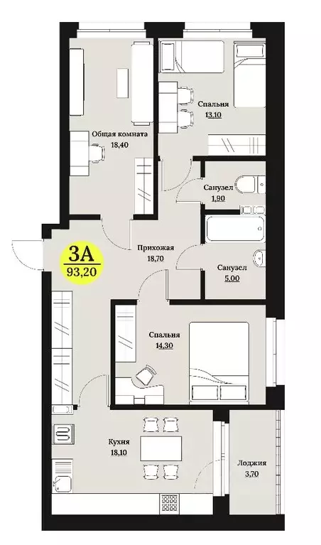 3-к кв. Ставропольский край, Ставрополь Лесная ул., 194 (93.2 м) - Фото 1