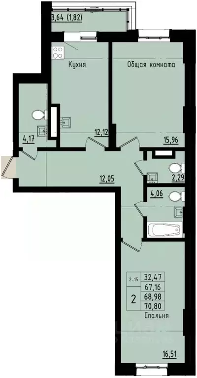 2-к кв. Саха (Якутия), Покровск ул. Орджоникидзе, 68 (68.98 м) - Фото 1