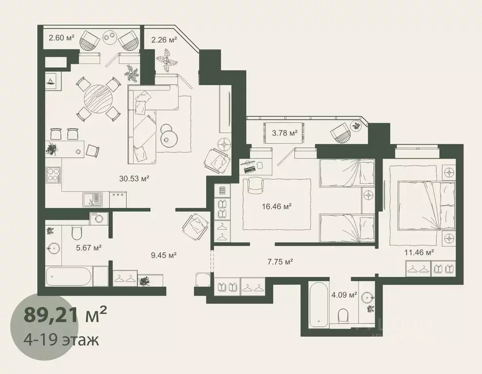 2-к кв. Астраханская область, Астрахань ул. Трофимова, 1 (89.21 м) - Фото 0