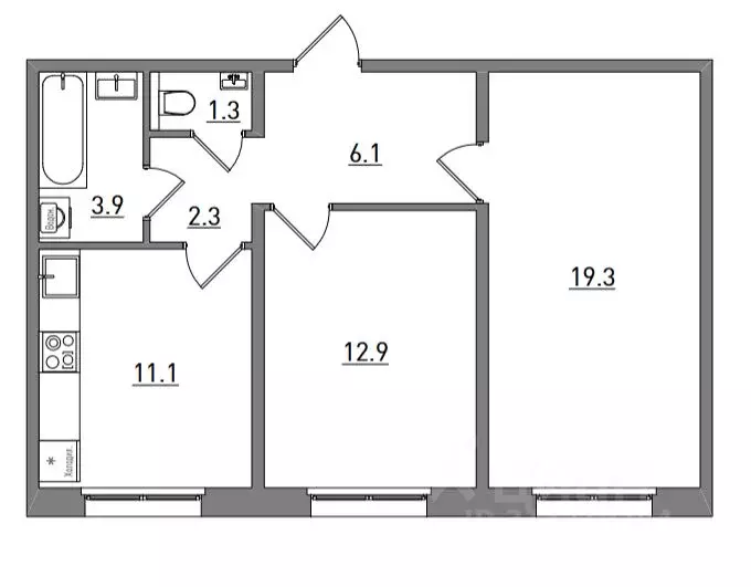 2-к кв. Кировская область, Киров ул. Чистопрудненская, 13А (56.9 м) - Фото 1