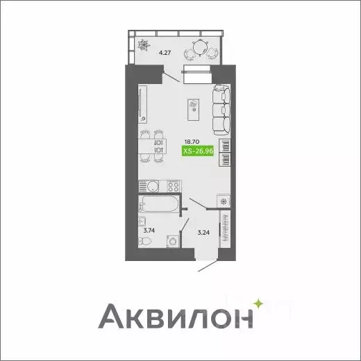 Студия Архангельская область, Архангельск ул. Урицкого (26.96 м) - Фото 0