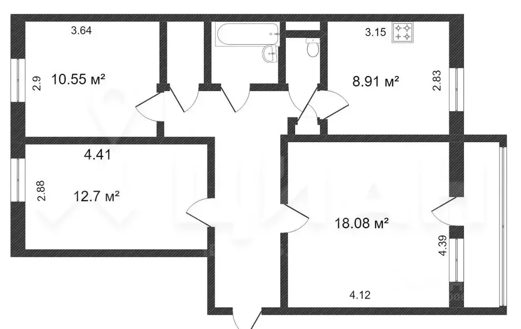 4-к кв. Красноярский край, Красноярск 9 Мая ул., 56А (80.5 м) - Фото 1