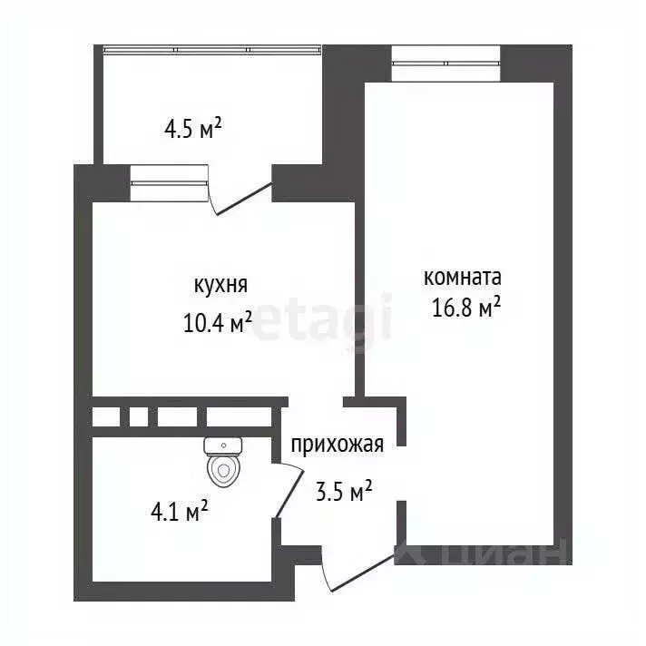1-к кв. Красноярский край, Красноярск Аральская ул., 53А (39.3 м) - Фото 2