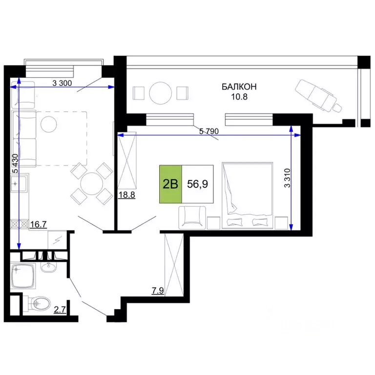 2-к кв. Краснодарский край, Анапа проезд Сосновый (56.9 м) - Фото 1