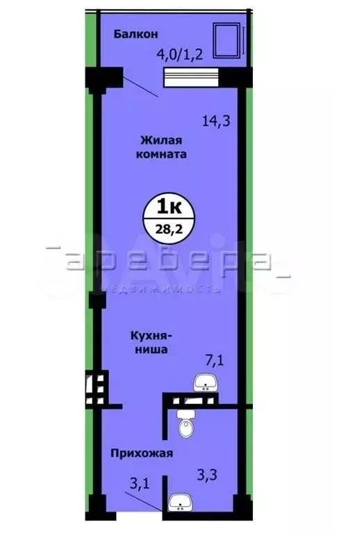 Квартира-студия, 28,2 м, 17/19 эт. - Фото 0