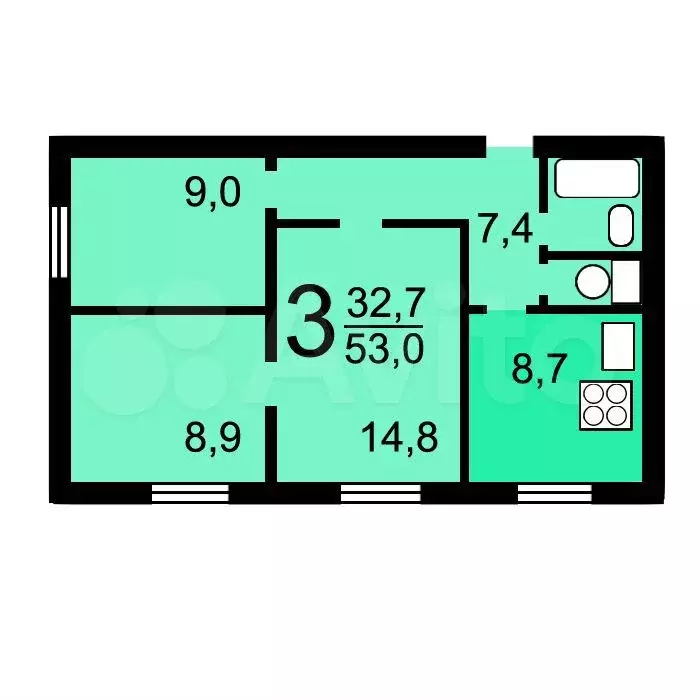 Аукцион: 3-к. квартира, 61,1 м, 5/5 эт. - Фото 0