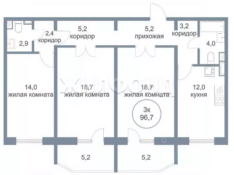 3-к кв. Ханты-Мансийский АО, Нефтеюганск 5-й мкр, 48 (96.7 м) - Фото 2