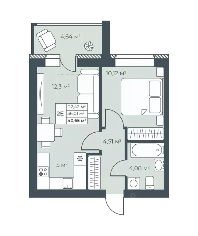 2-к кв. Нижегородская область, Выкса инженера Шухова кв-л,  (40.65 м) - Фото 1