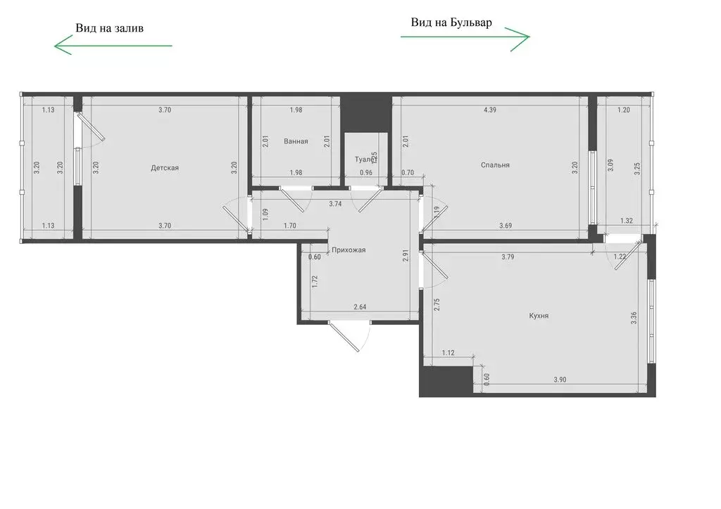 2-комнатная квартира: Санкт-Петербург, проспект Крузенштерна, 2 (56.6 ... - Фото 1