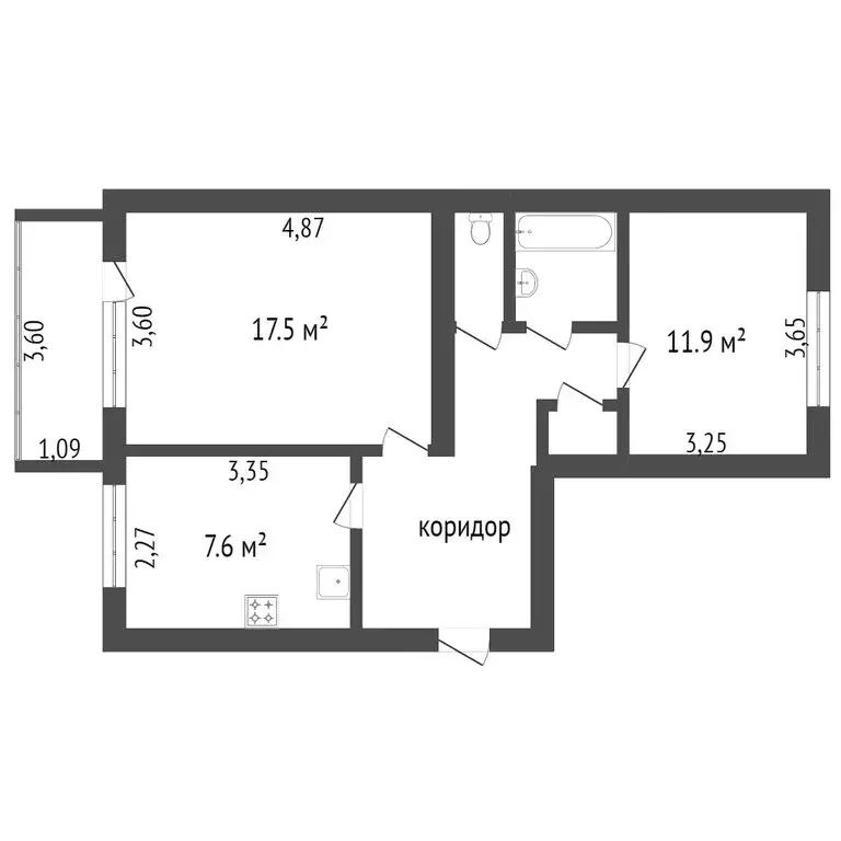 2-комнатная квартира: Омск, Нефтезаводская улица, 34/1 (54.5 м) - Фото 1