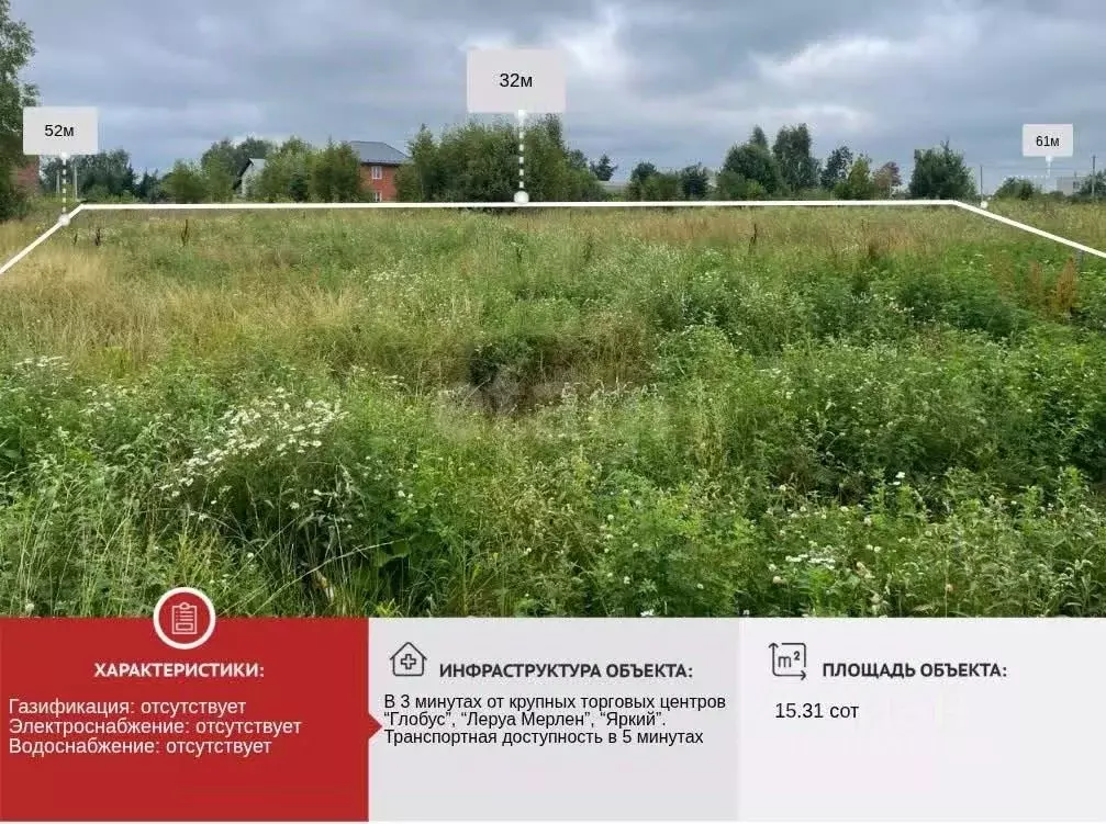 Участок в Ярославская область, Ярославский муниципальный округ, д. ... - Фото 1