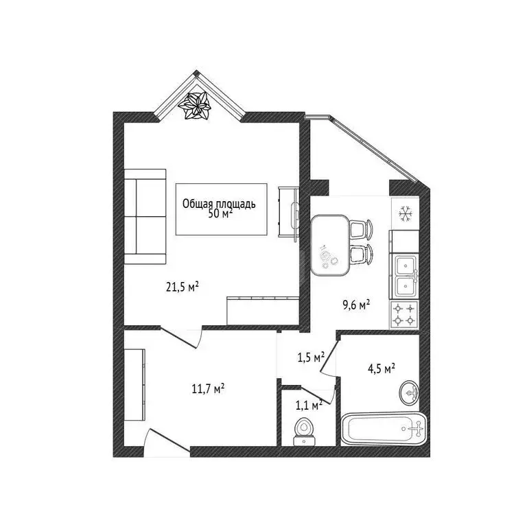 Квартира-студия: Новосибирск, Обская улица, 50 (50 м) - Фото 1