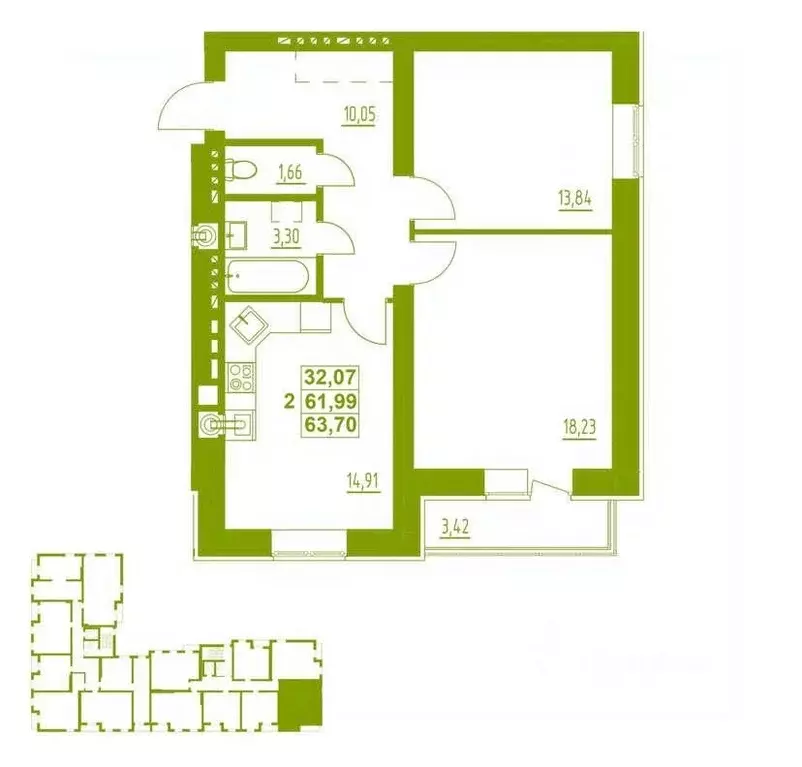 2-к кв. Мордовия, Саранск ул. Фурманова, 35 (63.7 м) - Фото 0