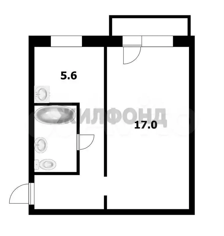 1-к. квартира, 30,7 м, 2/5 эт. - Фото 0