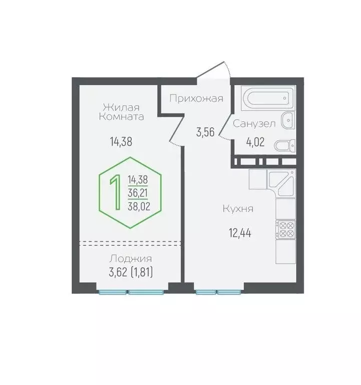 1-комнатная квартира: Краснодар, Обрывная улица, 132/1к1 (36.21 м) - Фото 0
