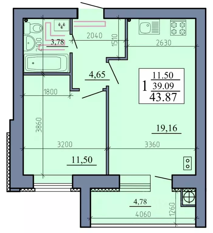 1-к кв. Рязанская область, Рыбное  (43.87 м) - Фото 0