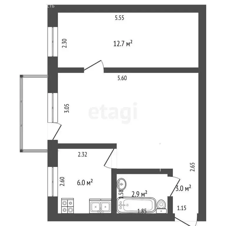2-комнатная квартира: Абакан, Советская улица, 169 (43.1 м) - Фото 0