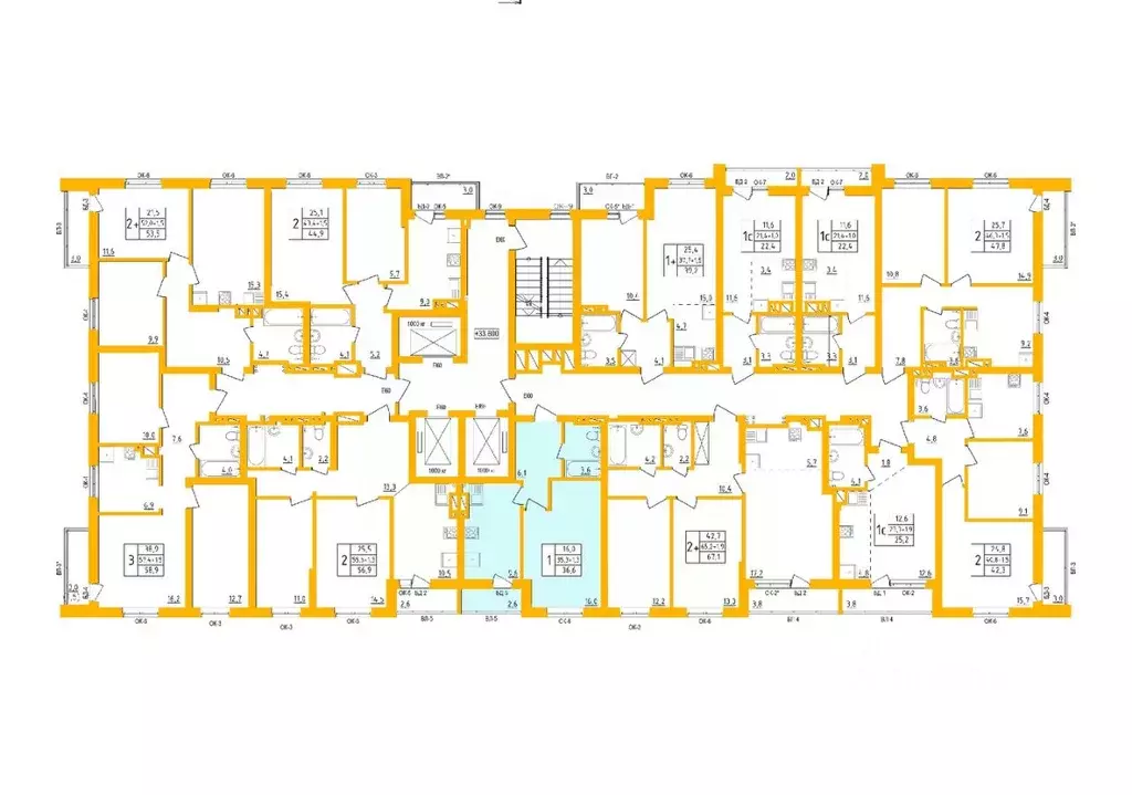1-к кв. Башкортостан, Уфа Инорс-4Б мкр, Акварель жилой комплекс (36.2 ... - Фото 2