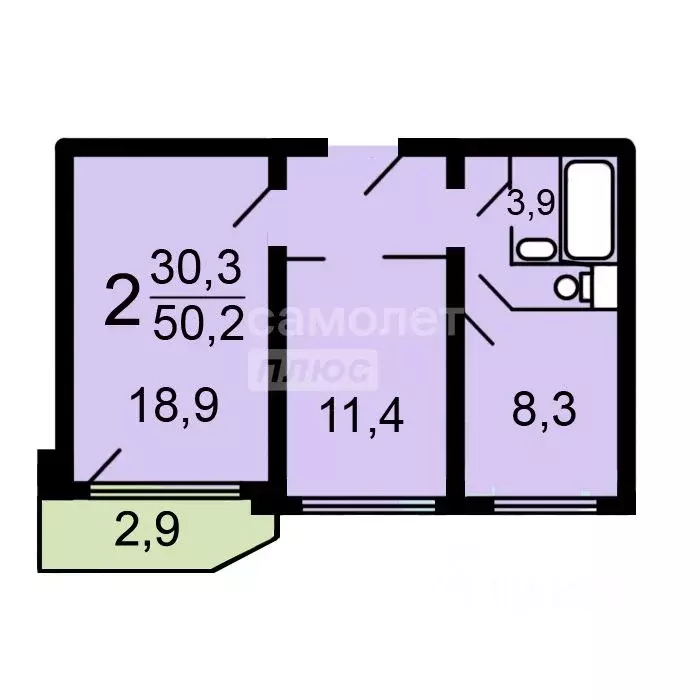 2-к кв. Москва Цимлянская ул., 28 (50.6 м) - Фото 2