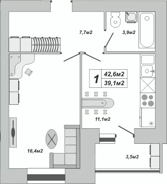 1-к кв. Тамбовская область, Тамбов ул. Чичерина, 7/1к3 (42.6 м) - Фото 0