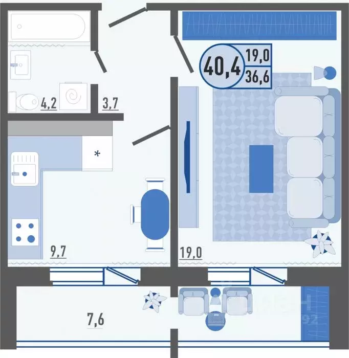 1-к кв. Орловская область, Орел Черепичная ул., 22к3 (40.6 м) - Фото 1