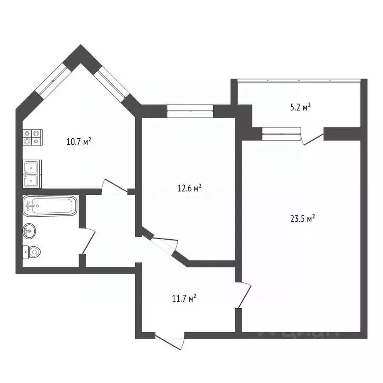 2-к кв. Самарская область, Самара Белорусская ул., 22 (63.2 м) - Фото 2
