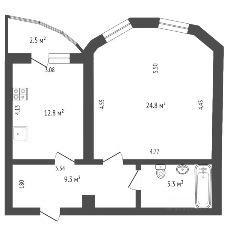 1-к кв. Тюменская область, Тюмень ул. Софьи Ковалевской, 6 (51.6 м) - Фото 2