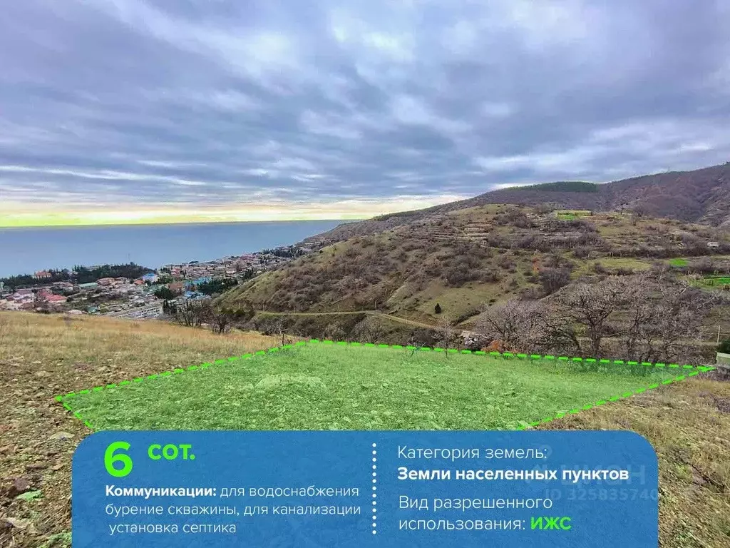 Участок в Крым, Алушта муниципальный округ, с. Рыбачье ул. Дачная (7.0 ... - Фото 2