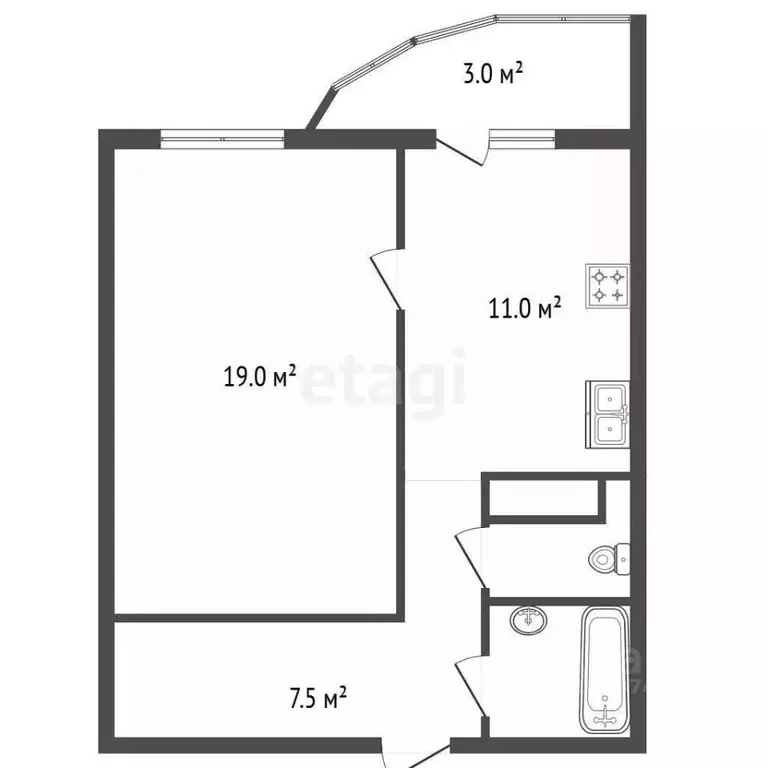 1-к кв. Санкт-Петербург ул. Ворошилова, 31к1 (41.3 м) - Фото 2