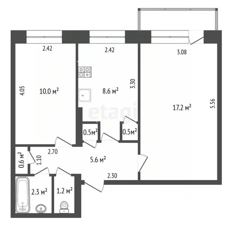 2-к кв. Саха (Якутия), Якутск 202-й мкр, 4 (46.5 м) - Фото 1