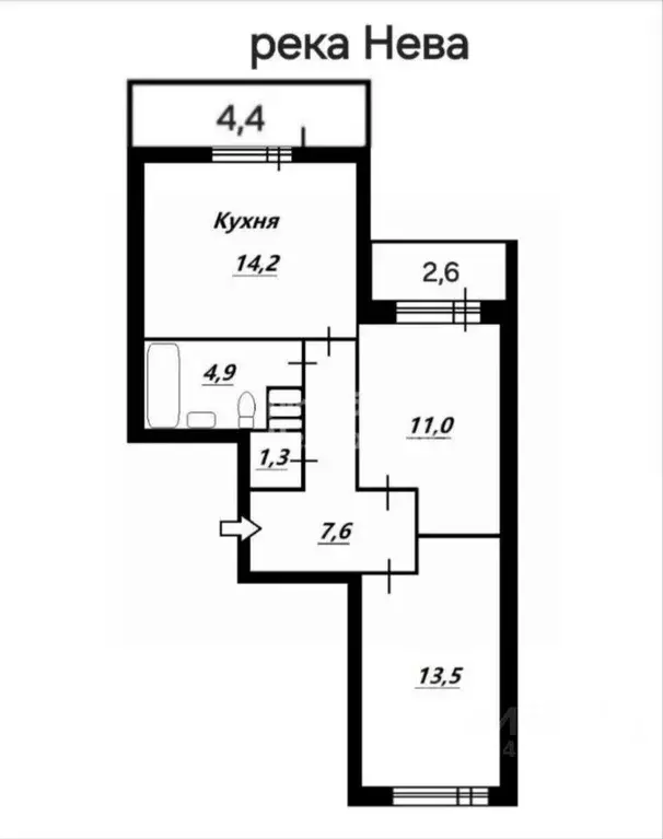 2-к кв. Санкт-Петербург Усть-Славянка тер., просп. Советский, 41к1 ... - Фото 2