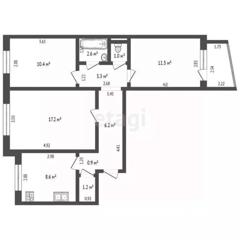 3-к кв. Смоленская область, Дорогобуж ул. Путенкова, 15 (63.8 м) - Фото 1