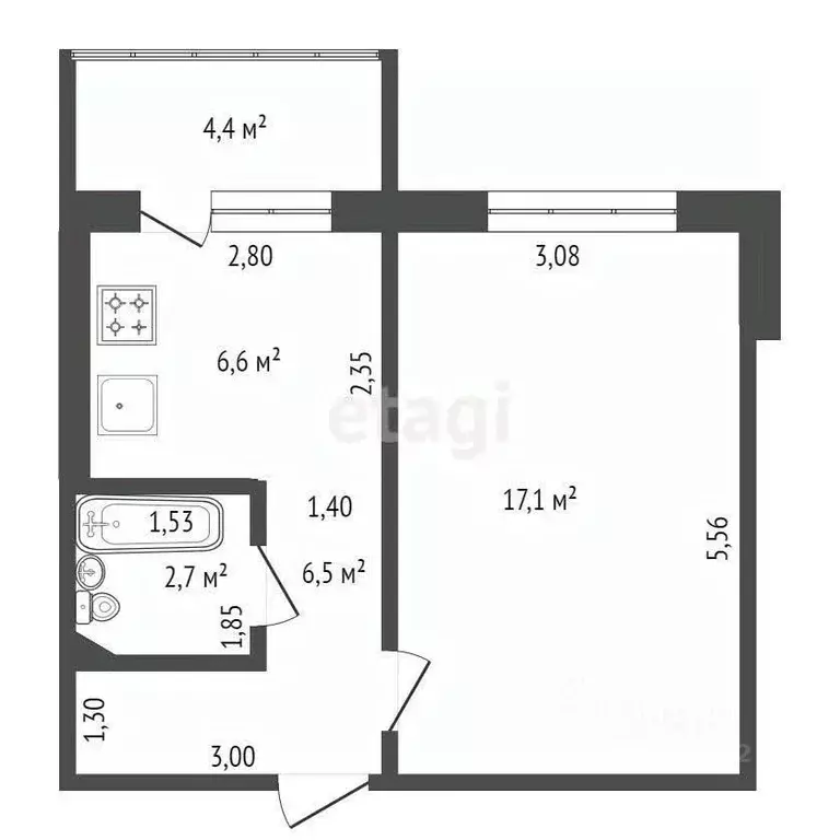 1-к кв. Башкортостан, Уфа ул. Мубарякова, 11/2 (32.9 м) - Фото 2