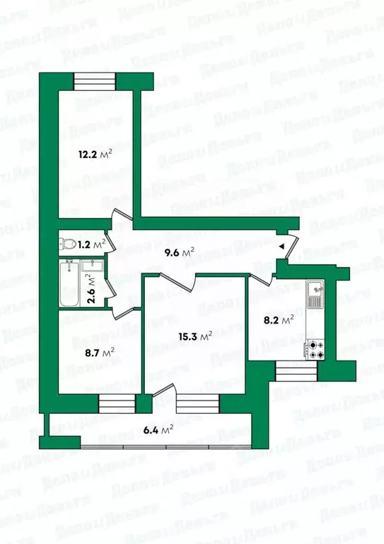 3-к кв. Кировская область, Киров ул. Молодой Гвардии, 72 (60.0 м) - Фото 1