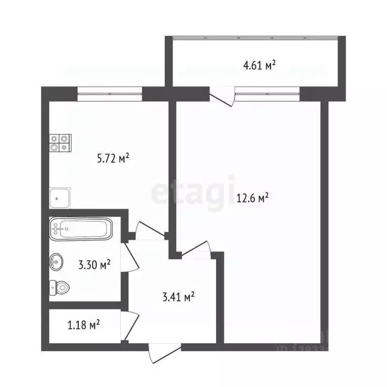 1-к кв. Тюменская область, Тюмень ул. Московский Тракт, 37 (25.9 м) - Фото 2