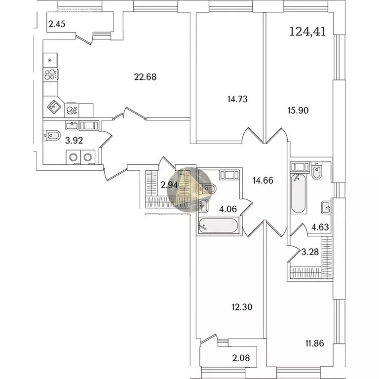 4-комнатная квартира: Санкт-Петербург, проспект Маршала Блюхера, 3к2 ... - Фото 1